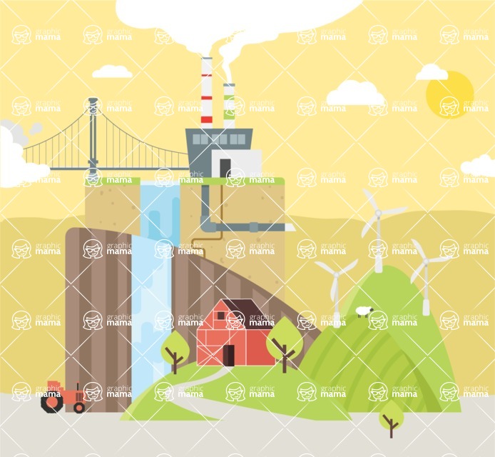 Nature Backgrounds, Patterns and Frames Themed Graphic Collection - Modern Flat Indusrtial Background